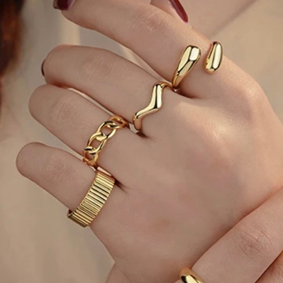 18k Gold Plated 925 Sterling Silver Open Adjustable Stacking Ring - Picture 5 of 7